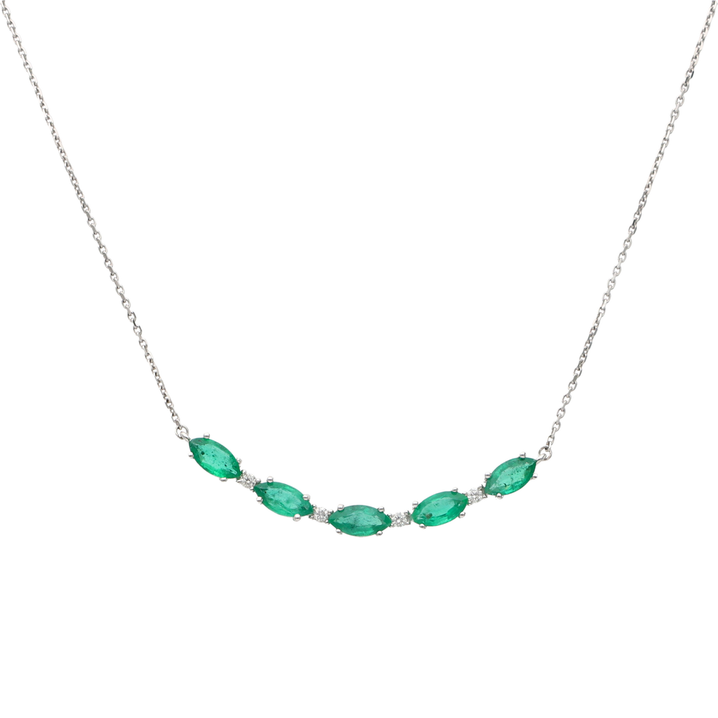 Collar sonrisa esmeraldas y brillantes 18K
