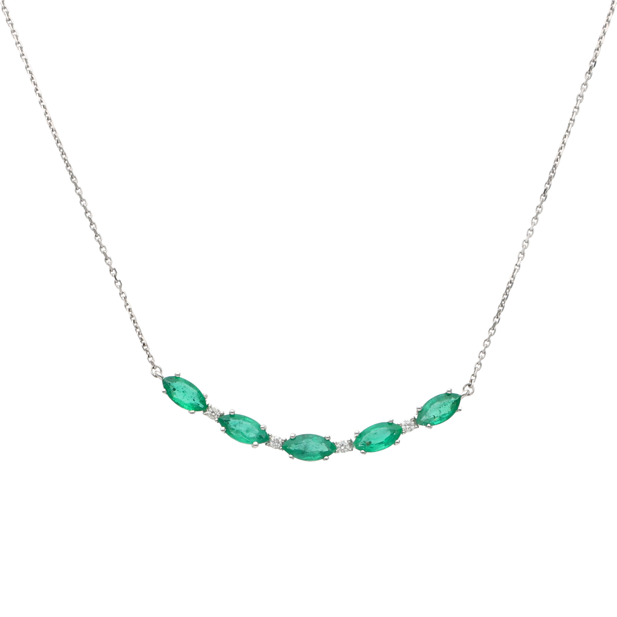 Collar sonrisa esmeraldas y brillantes 18K