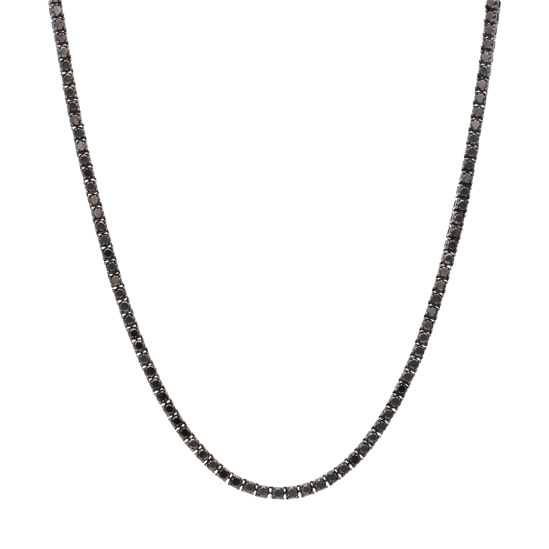 Tennis necklace brillantes negros 14K