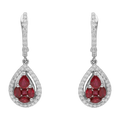 Aretes largos rubíes y brillantes 14K