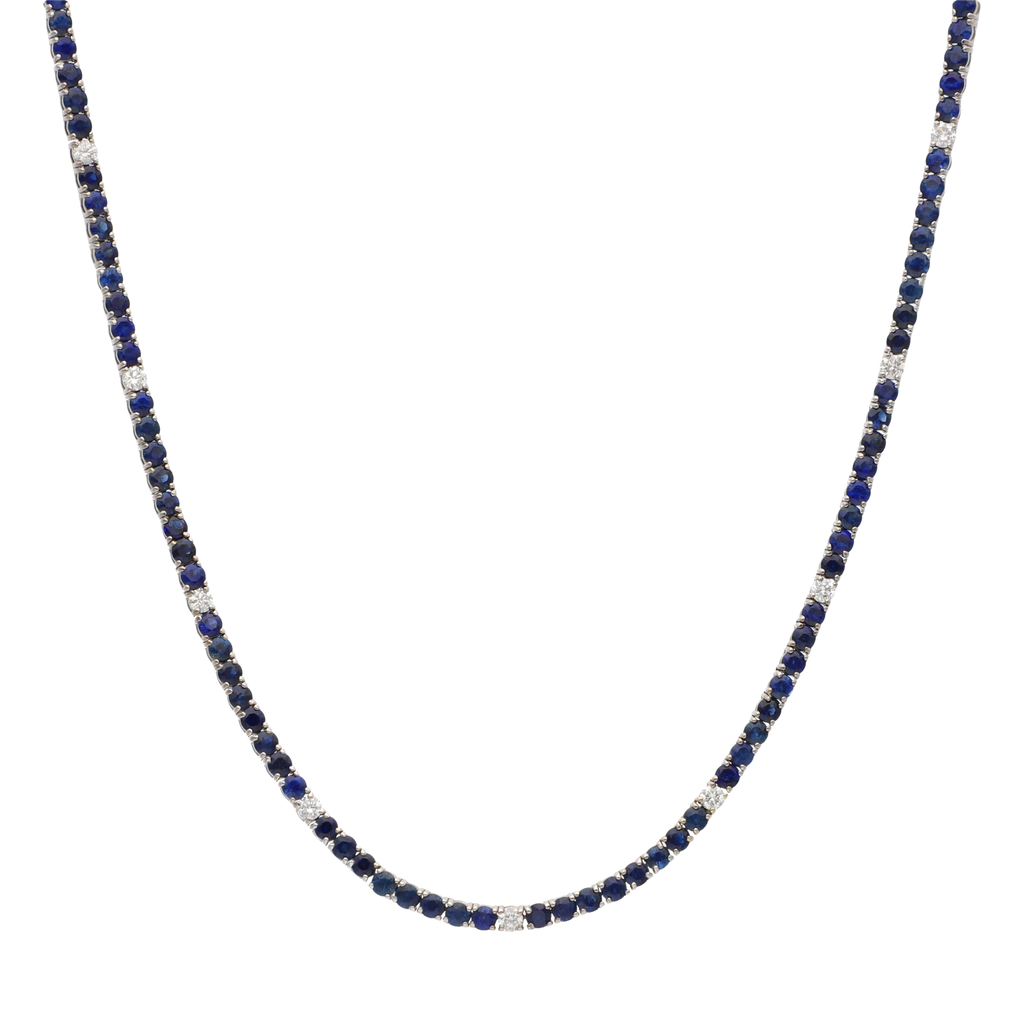Tennis necklace zafiros y brillantes 14K