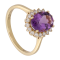 Anillo topacio/amatista/citrina oval y diamantes 14K