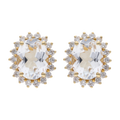 Broquel topacio oval y diamantes 14K
