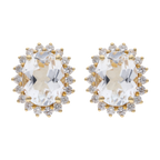 Broquel topacio oval y diamantes 14K