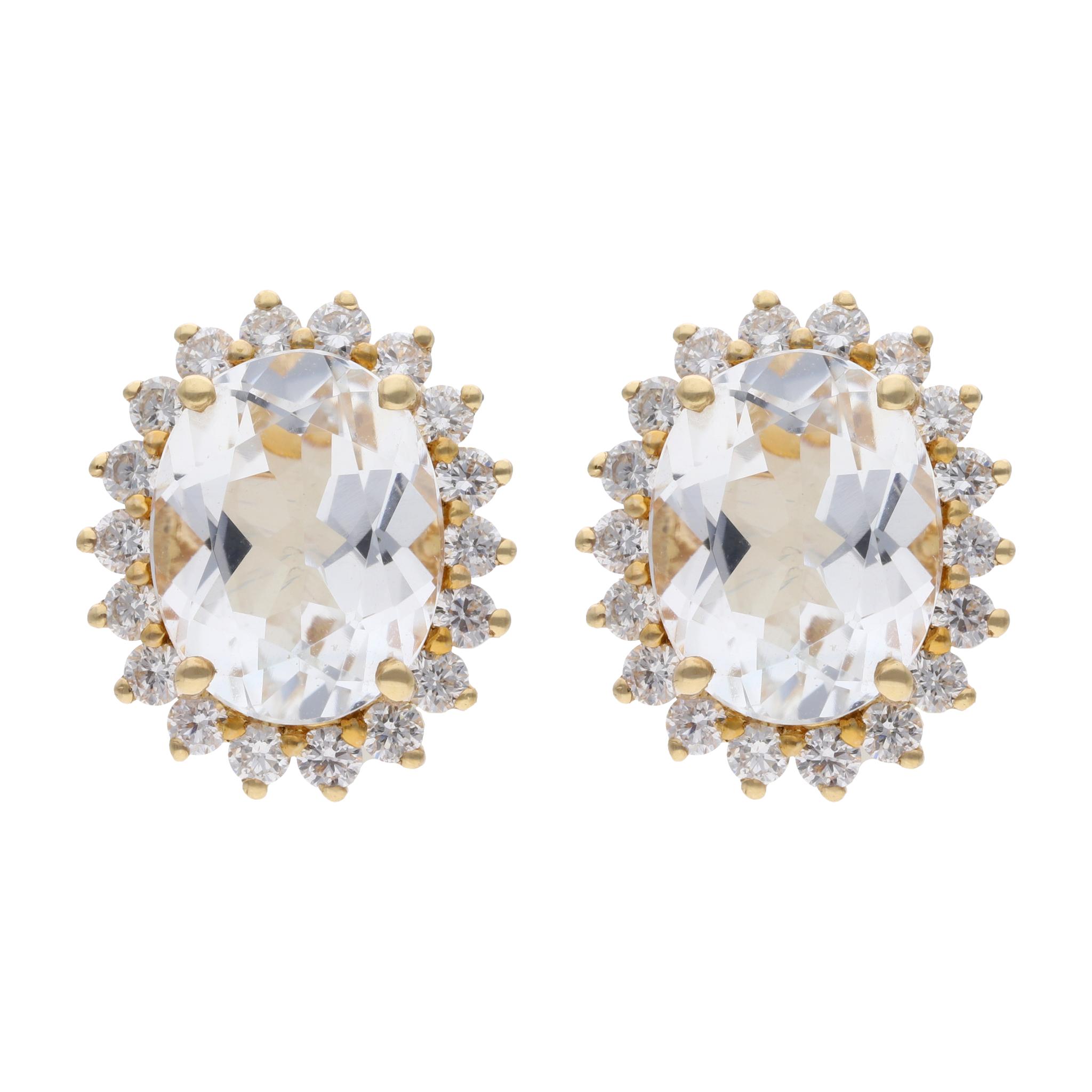 Broquel topacio oval y diamantes 14K