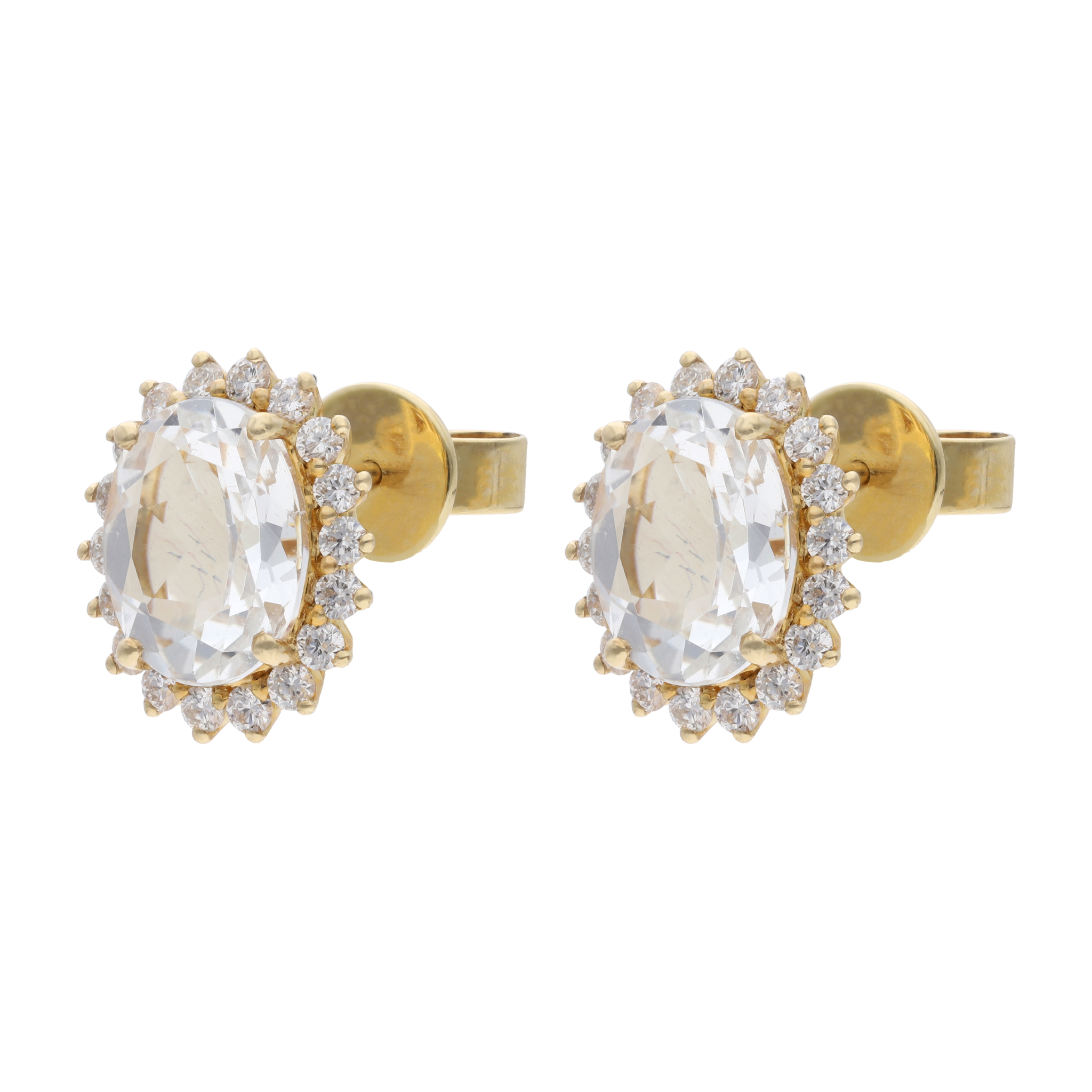 Broquel topacio oval y diamantes 14K