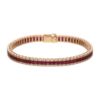 Pulsera rubíes princess y brillantes oro rosa 18K
