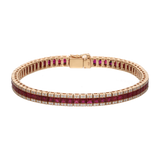 Pulsera rubíes princess y brillantes oro rosa 18K