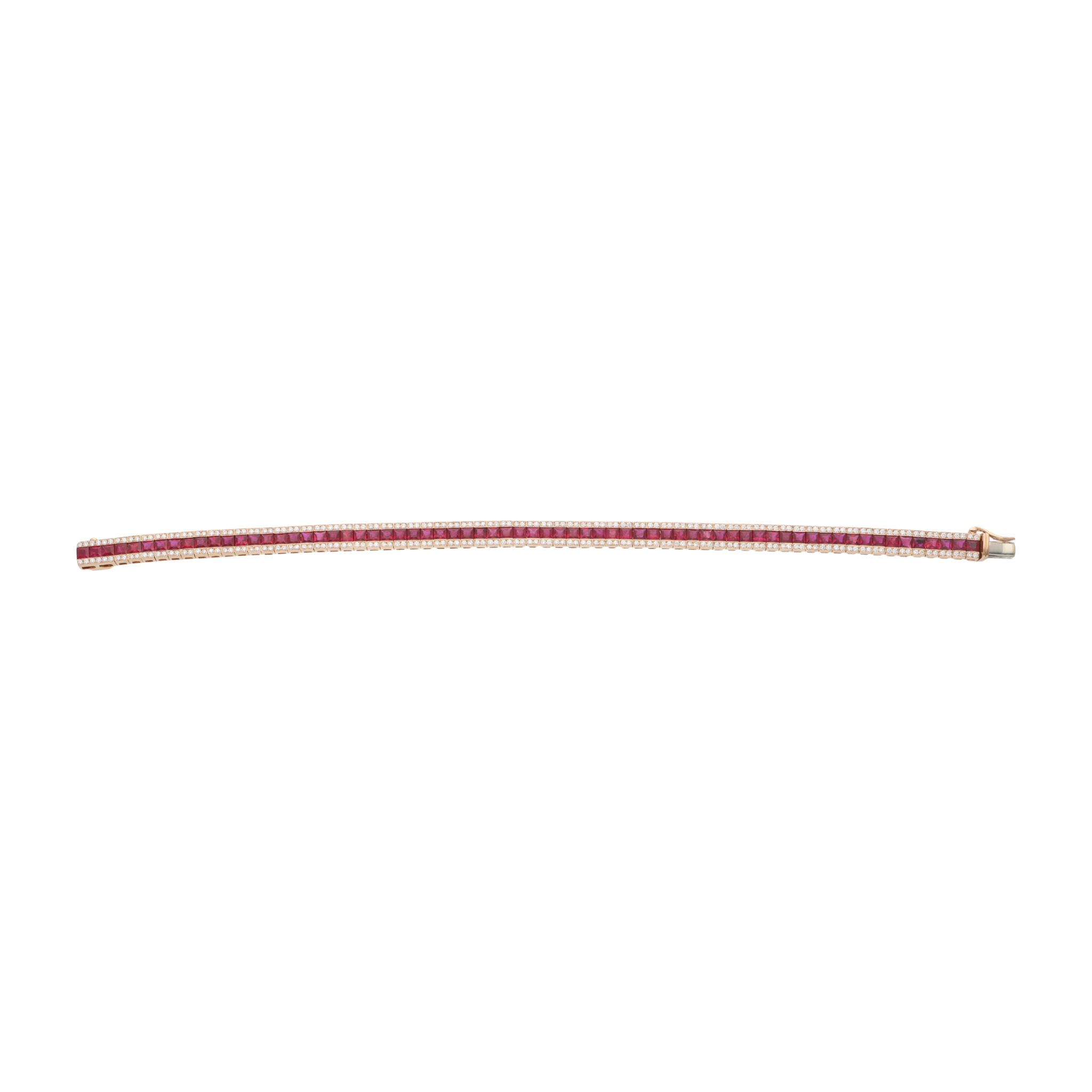 Pulsera rubíes princess y brillantes oro rosa 18K