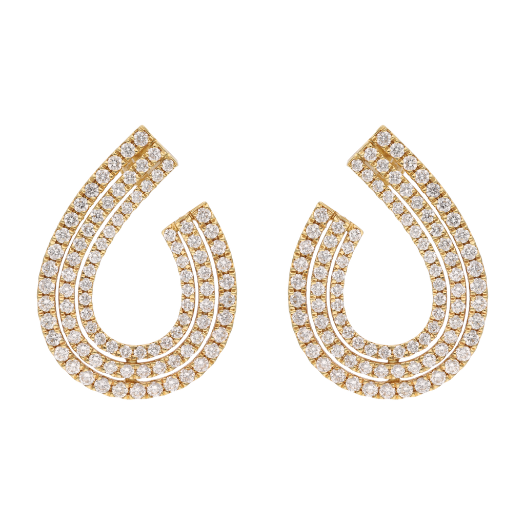 Aretes media luna brillantes 18K