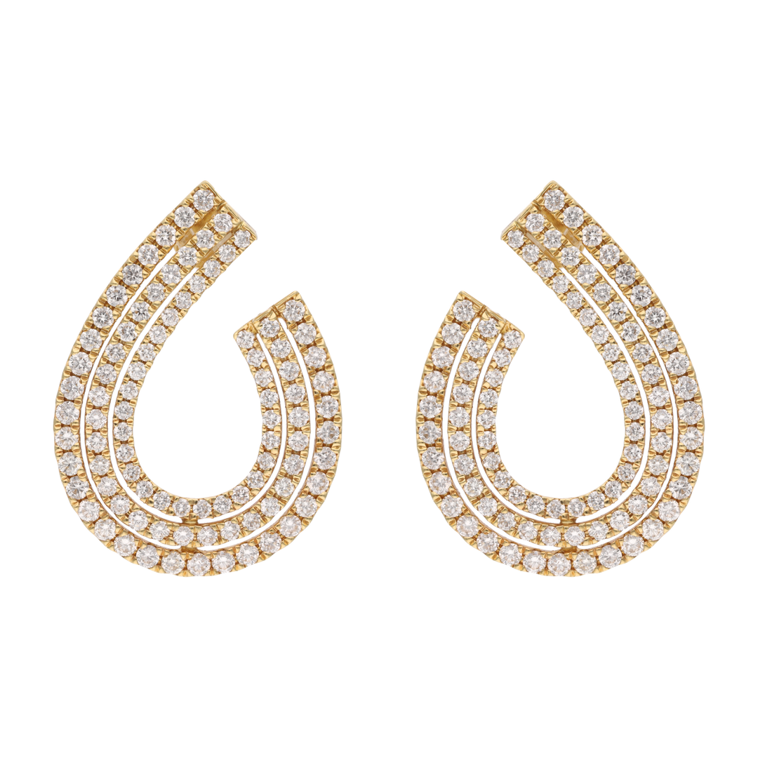 Aretes media luna brillantes 18K