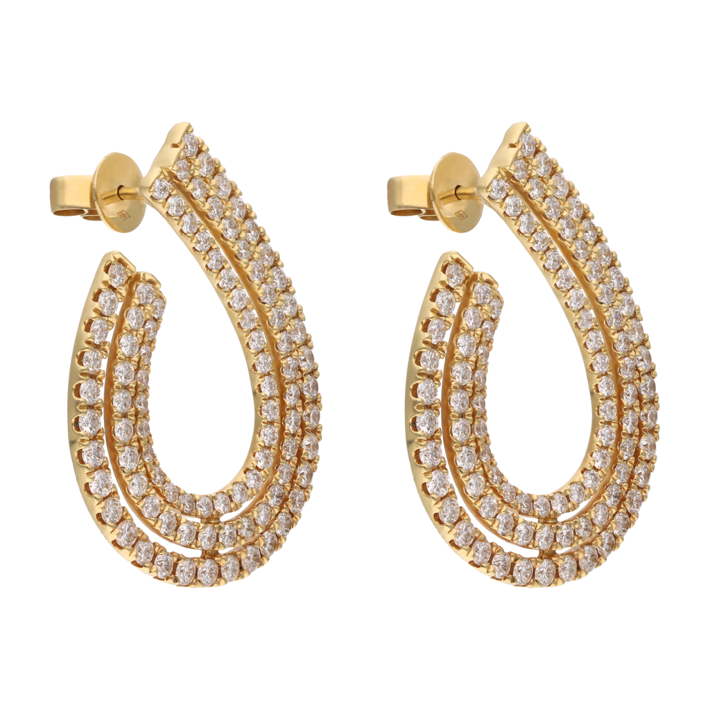 Aretes media luna brillantes 18K