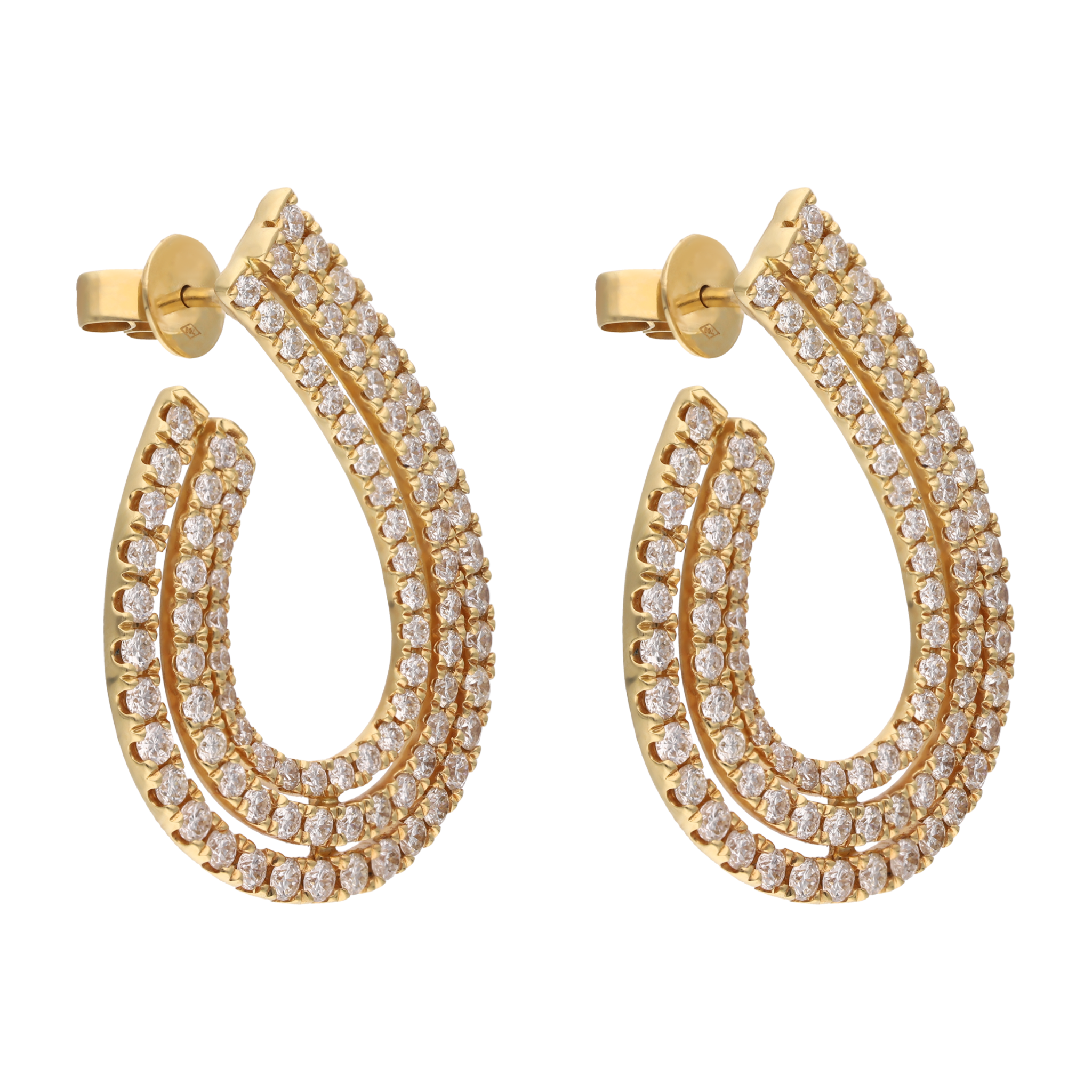 Aretes media luna brillantes 18K