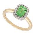 Anillo tsavorita y bisel brillantes 14K