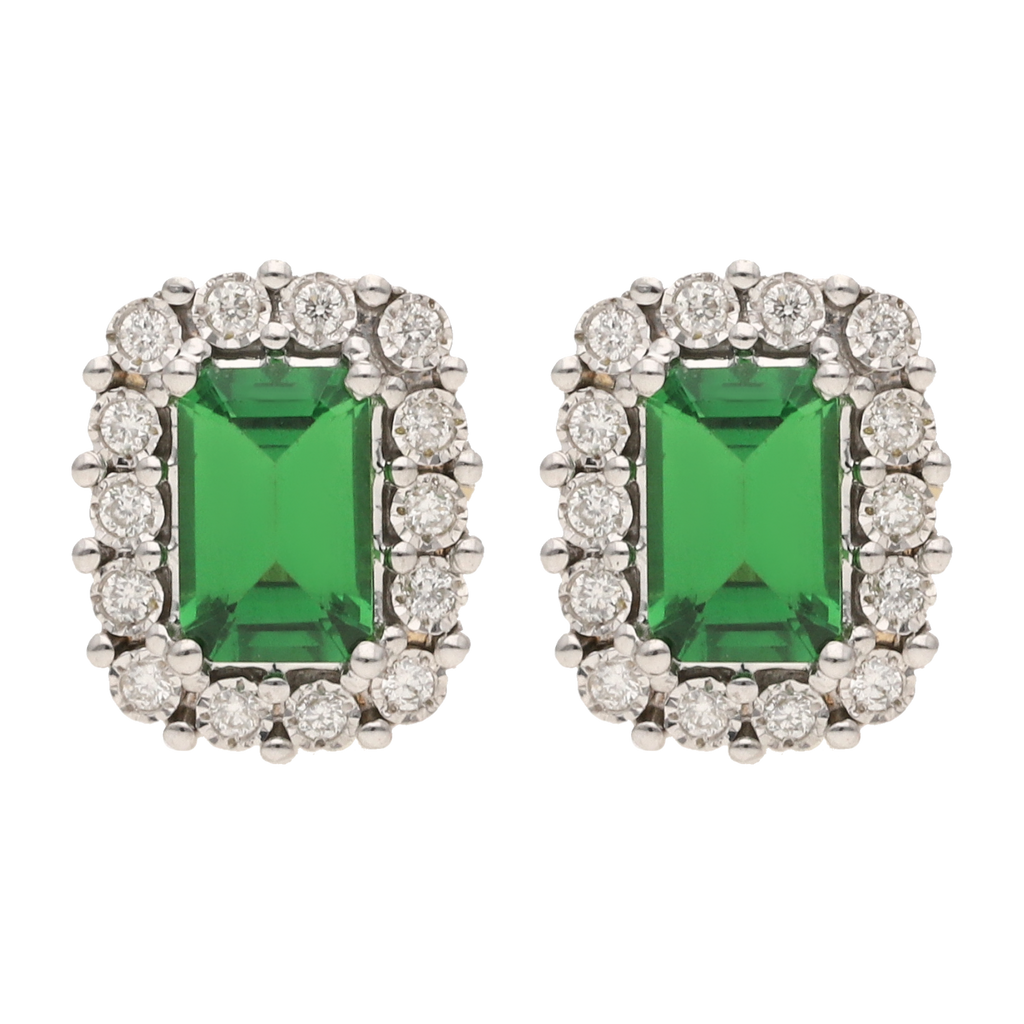 Broquel tsavorita y bisel brillantes 14K