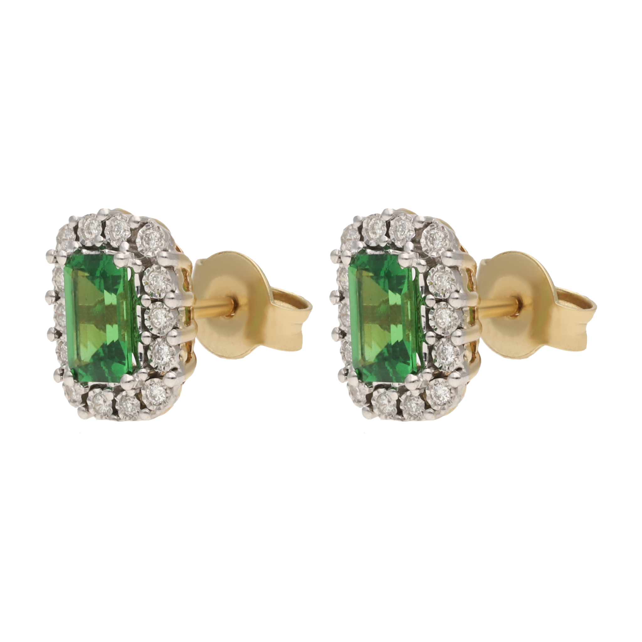 Broquel tsavorita y bisel brillantes 14K