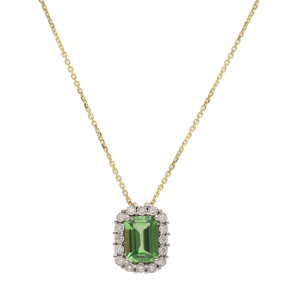 Collar tsavorita y bisel brillantes 14K