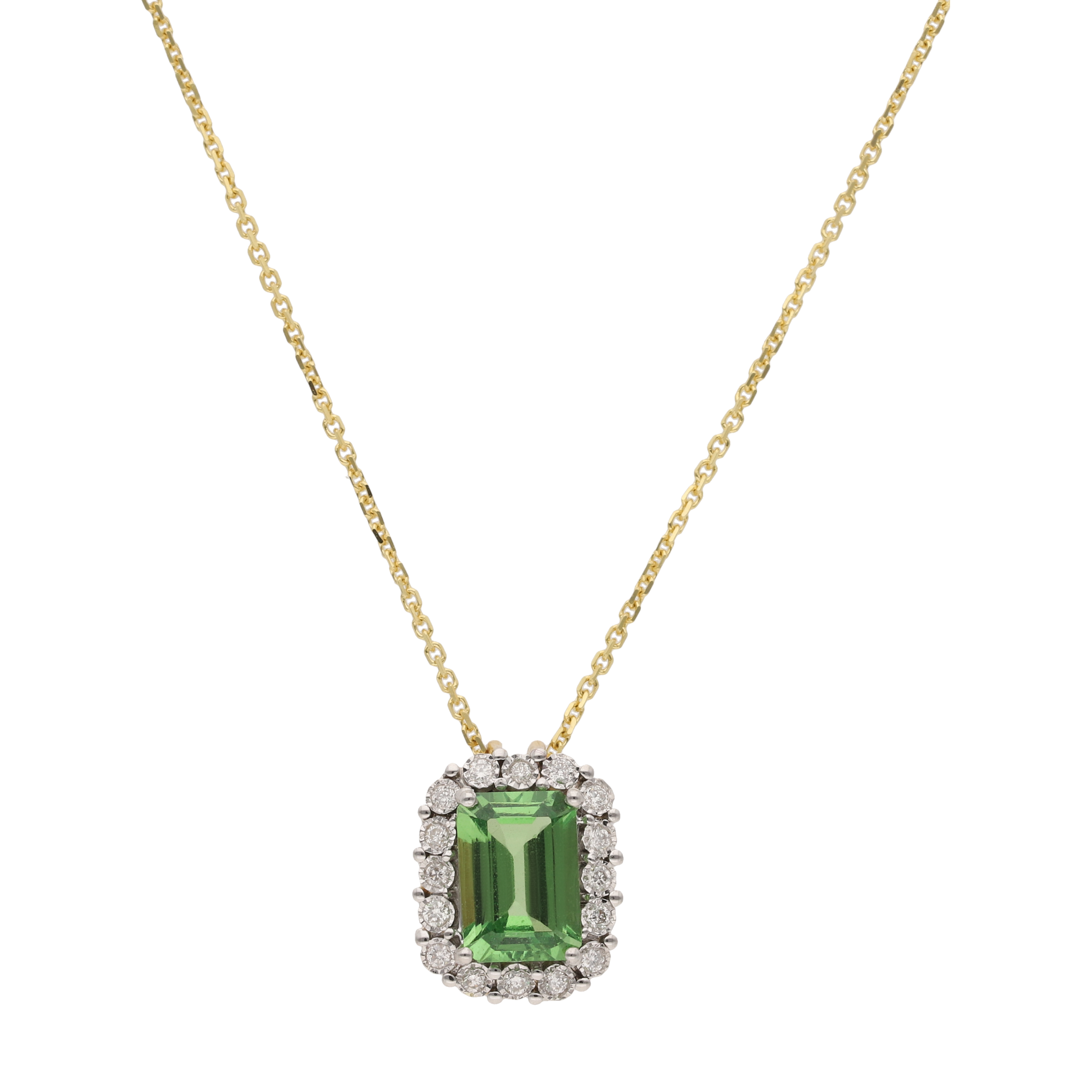 Collar tsavorita y bisel brillantes 14K