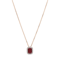 Collar rubí baguette y brillantes oro rosa 14K