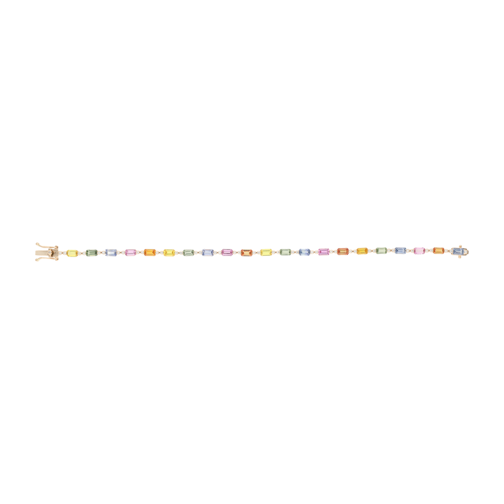 Pulsera multicolor semipreciosas y diamantes 14K