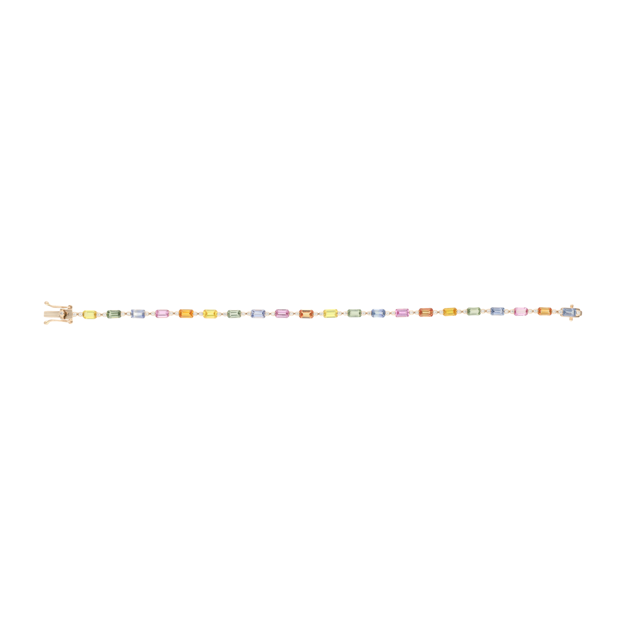 Pulsera multicolor semipreciosas y diamantes 14K