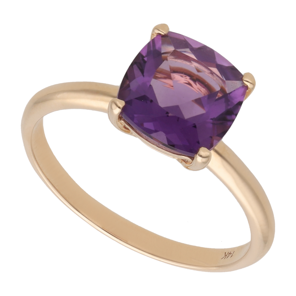 Anillo solitario amatista oro rosa 14K