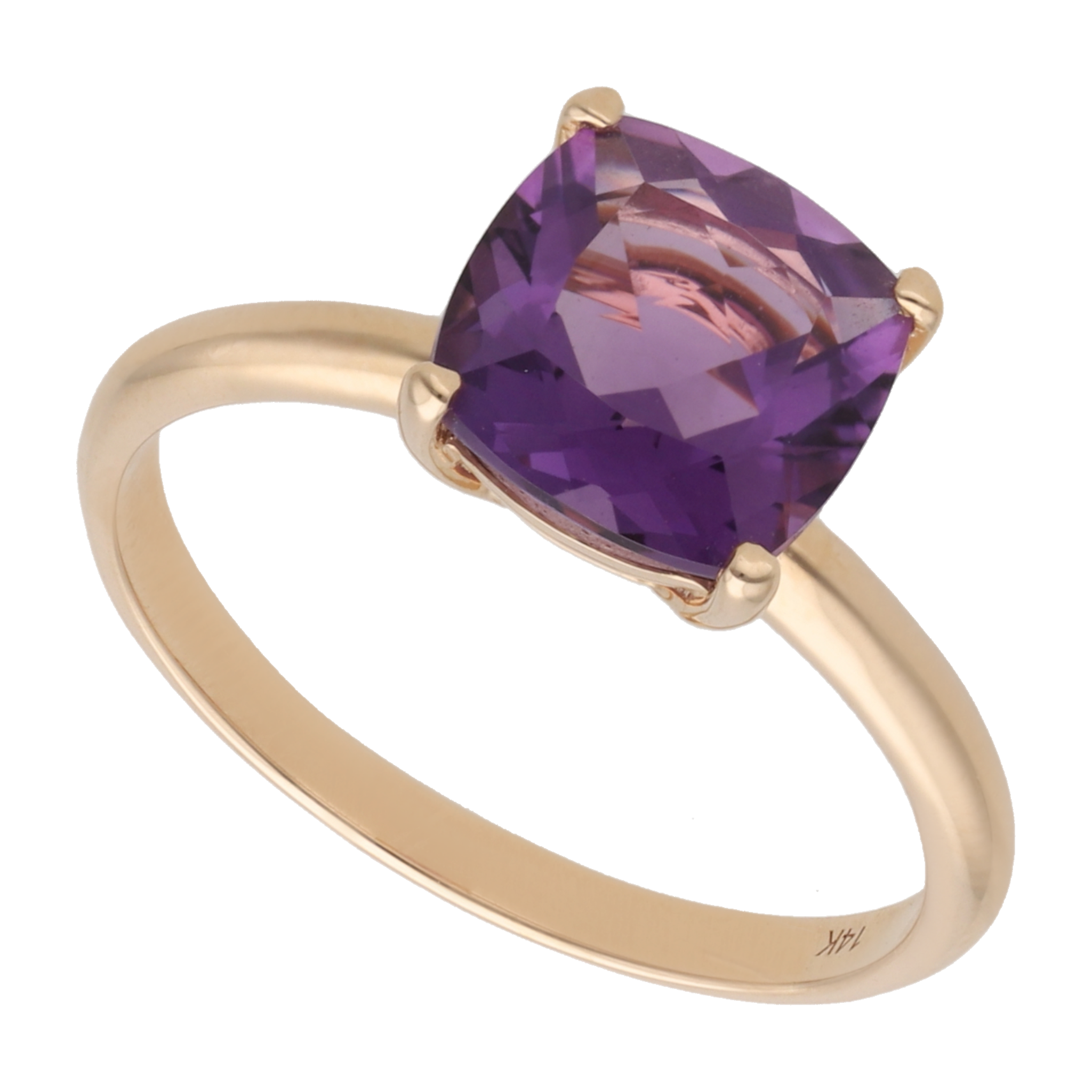 Anillo solitario amatista oro rosa 14K