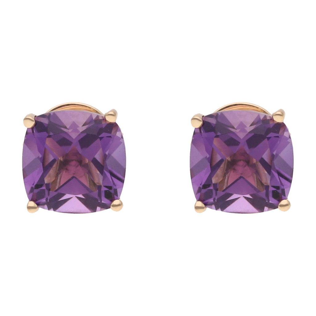 Broquel amatista oro rosa 14K
