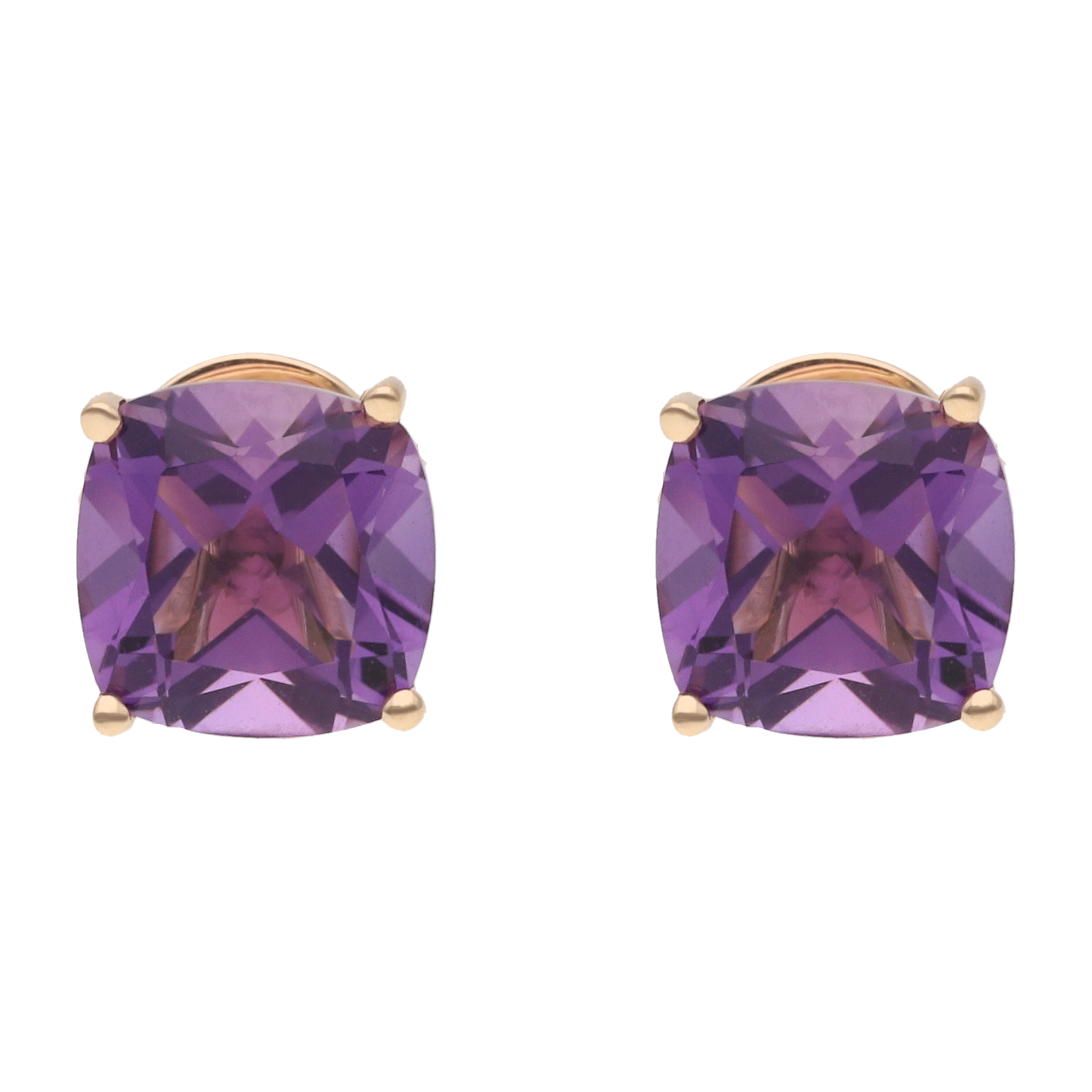Broquel amatista oro rosa 14K
