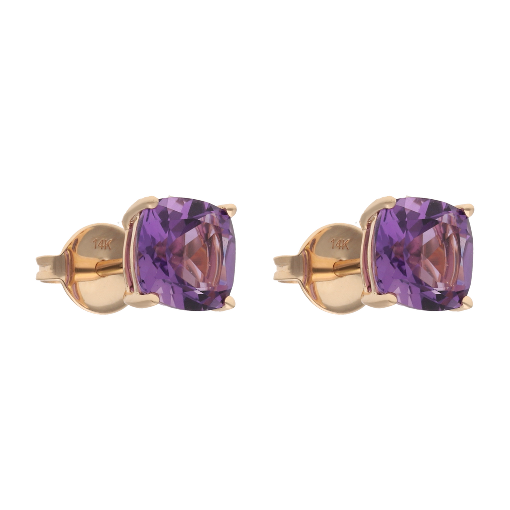 Broquel amatista oro rosa 14K