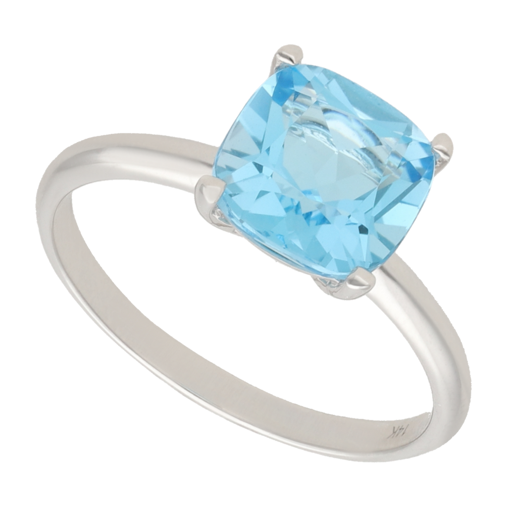 Anillo solitario topacio oro blanco 14K