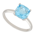 Anillo solitario topacio oro blanco 14K
