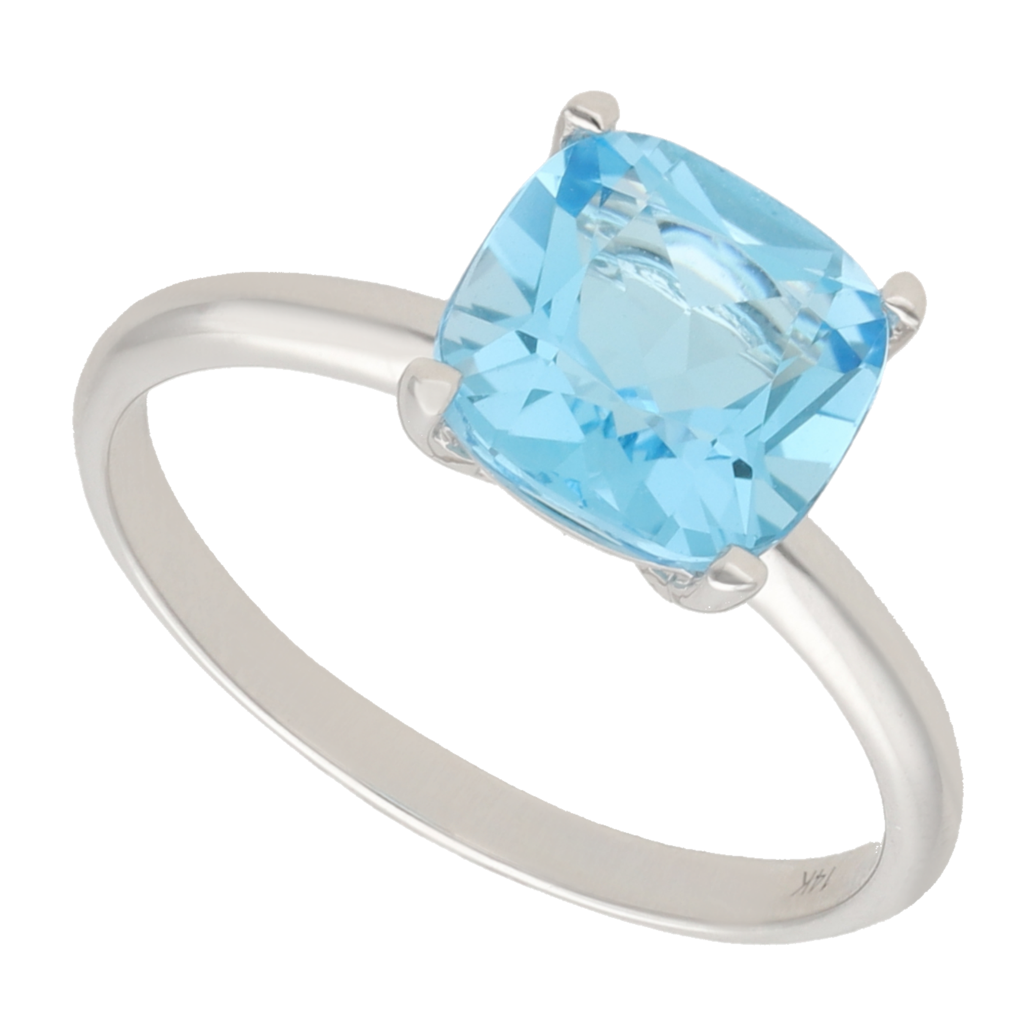 Anillo solitario topacio oro blanco 14K