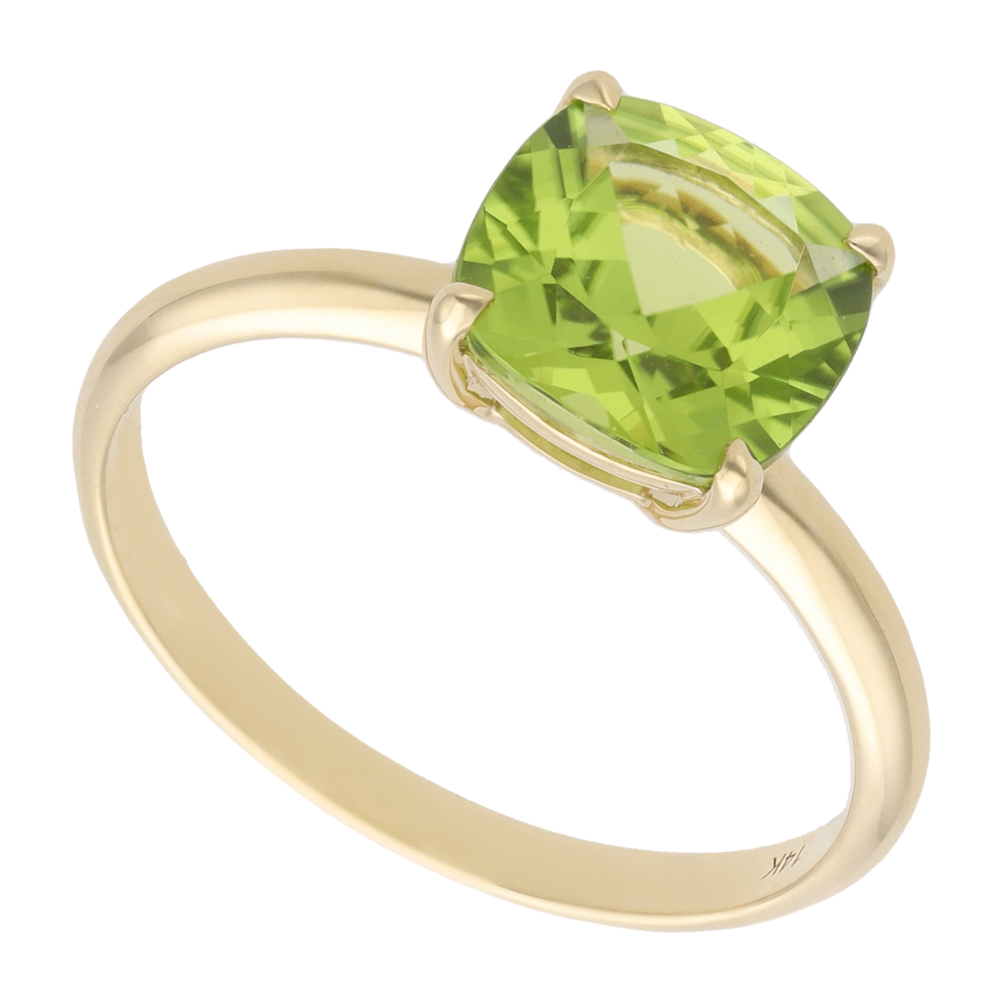 Anillo solitario peridot oro amarillo 14K