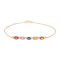 Pulsera cadena semipreciosas y diamantes 14K