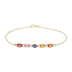 Pulsera cadena semipreciosas y diamantes 14K