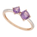 Anillo tu y yo amatista oro rosa 14K
