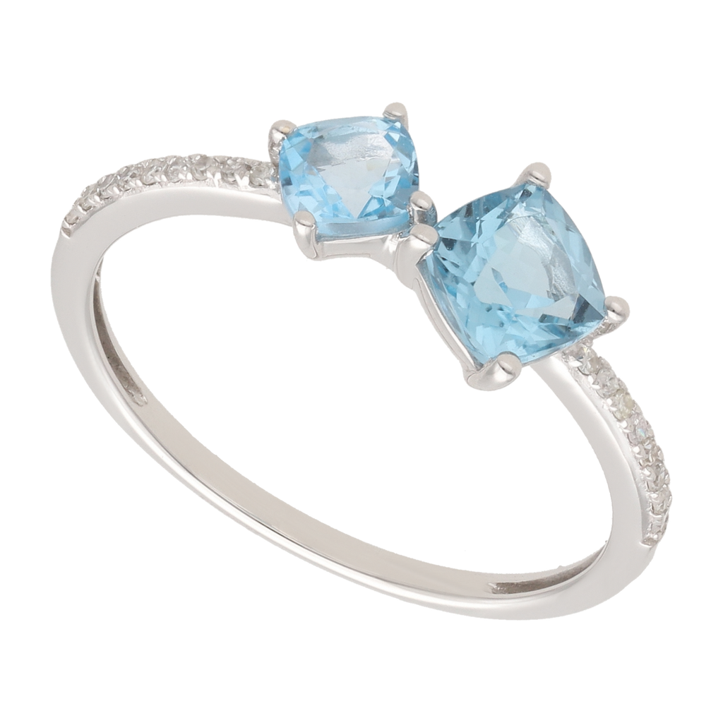 Anillo tu y yo topacio oro blanco 14K