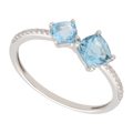 Anillo tu y yo topacio oro blanco 14K
