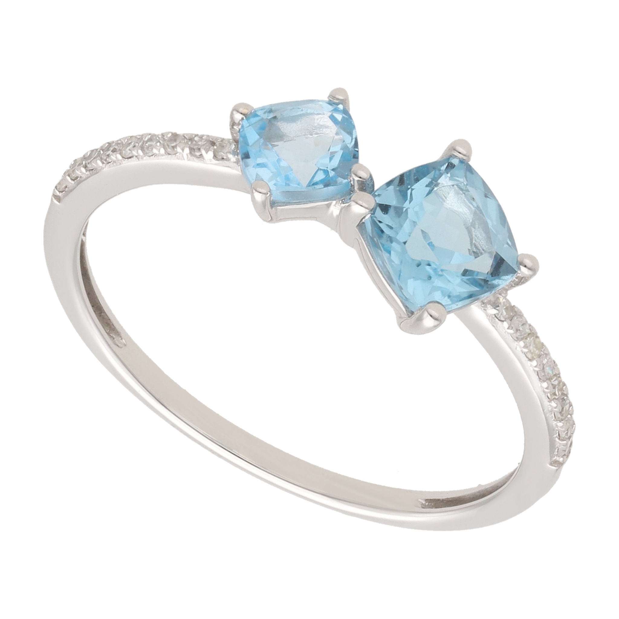 Anillo tu y yo topacio oro blanco 14K