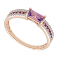 Anillo amatista y brillantes 14K