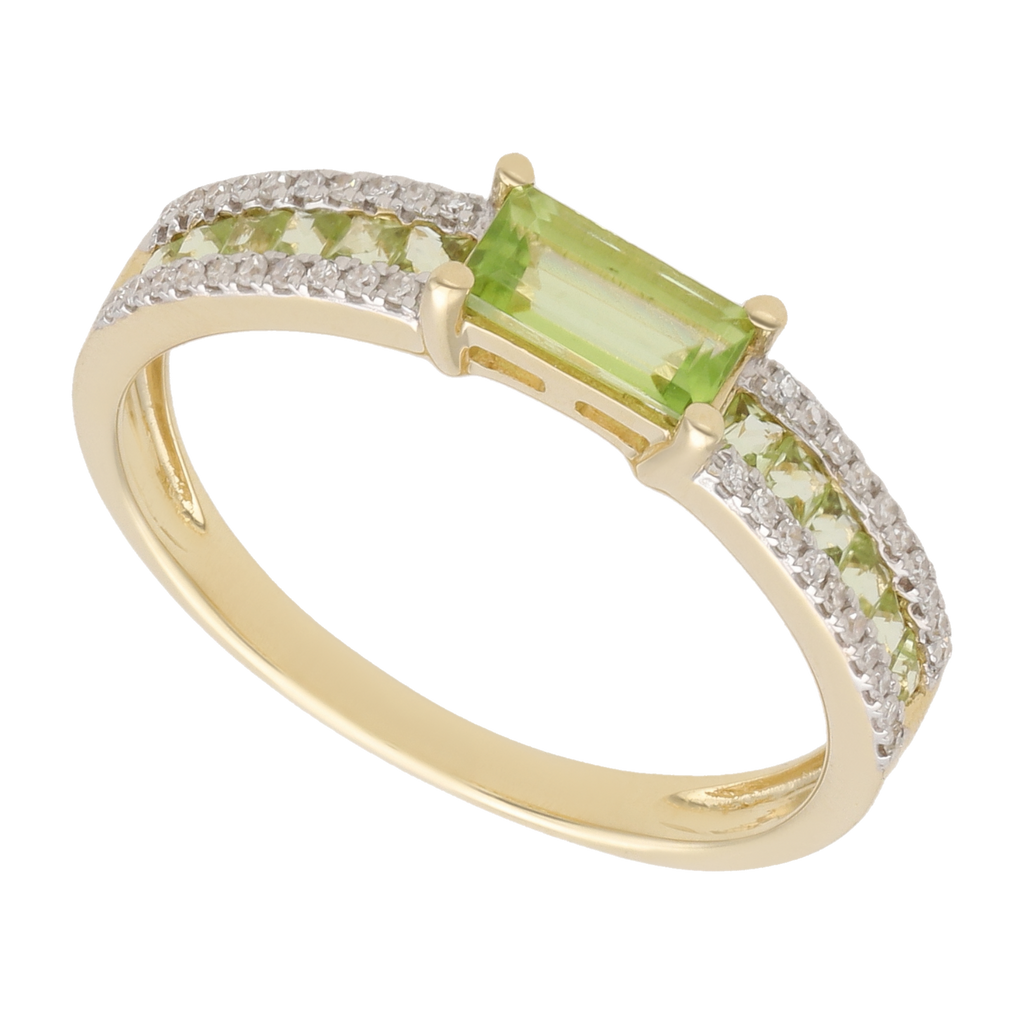 Anillo peridot y brillantes 14K