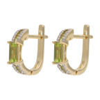 Arracadas peridot y brillantes oro amarillo 14K