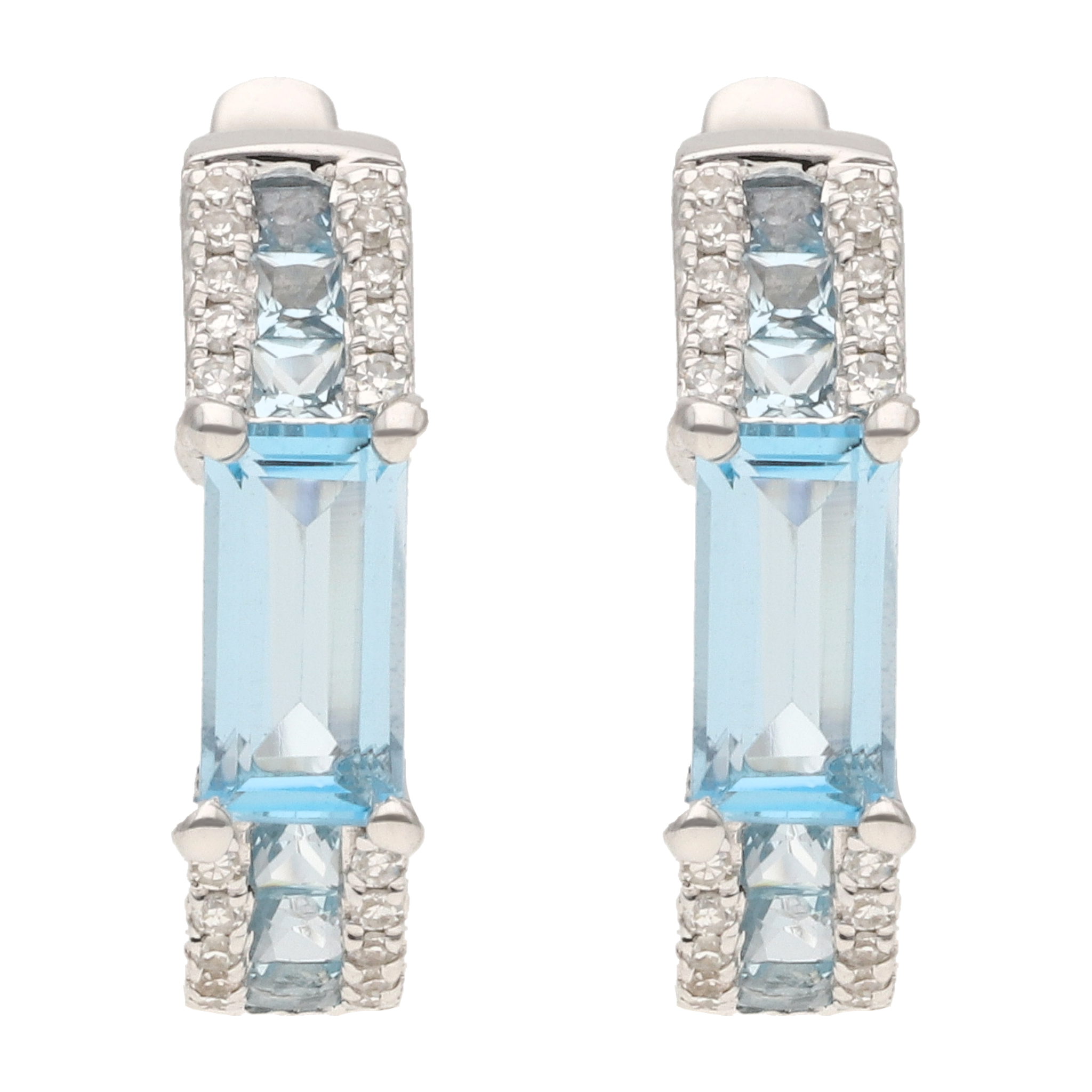 Arracadas topacio y brillantes oro blanco 14K