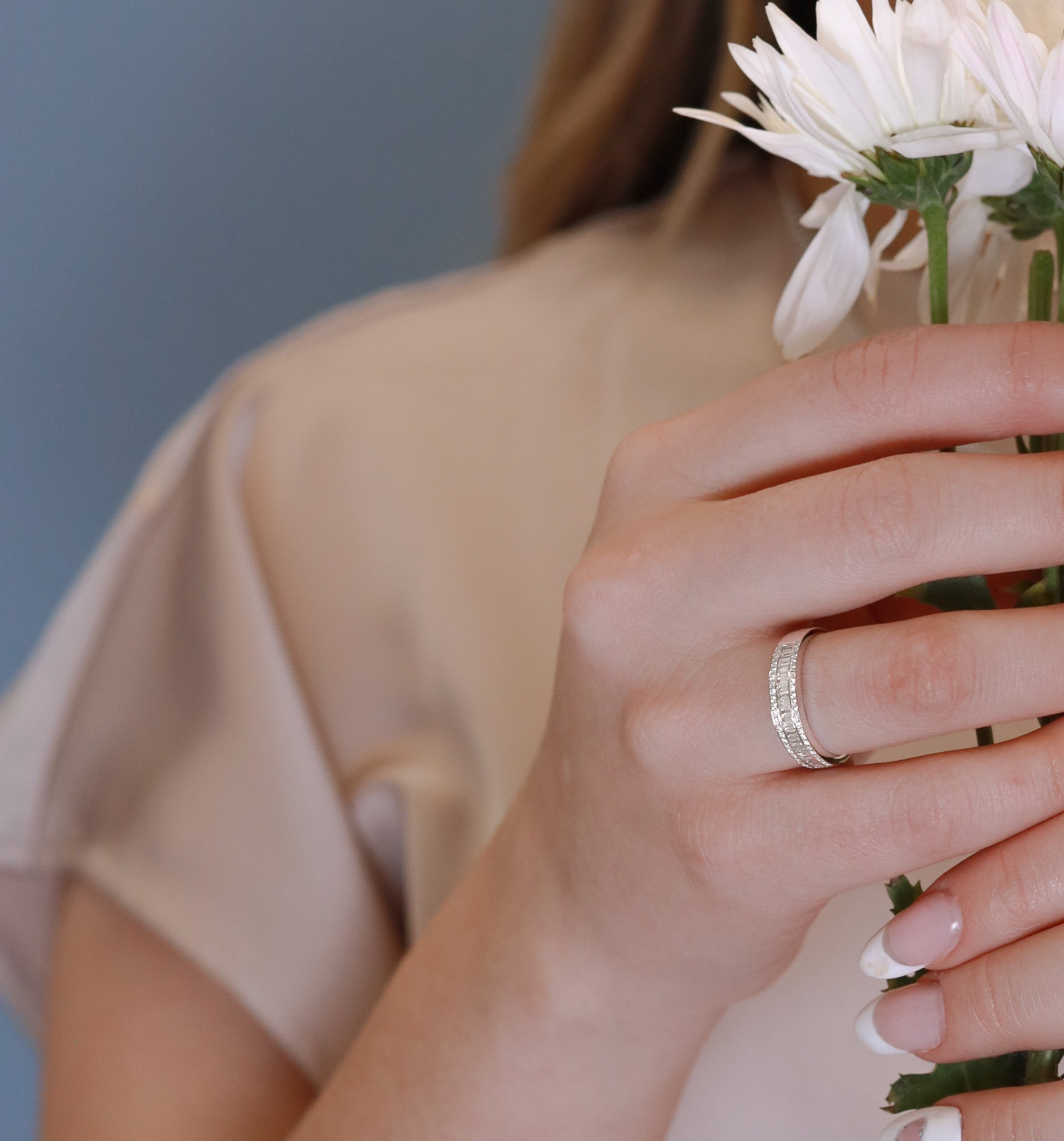 Churumbela baguettes y brillantes 14K