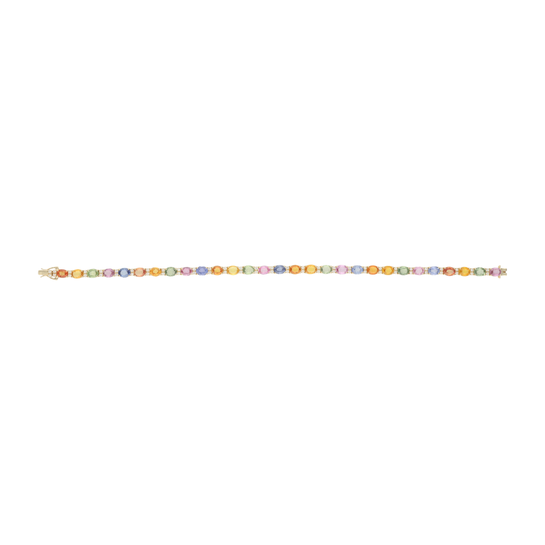 Pulsera multicolor semipreciosas y diamantes 14K