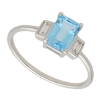 Anillo topacio azul oro blanco 14K