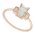 Anillo amatista verde oro rosa 14K