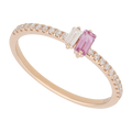Anillo zafiro rosa y diamante 14K