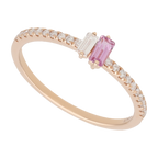 Anillo zafiro rosa y diamante 14K